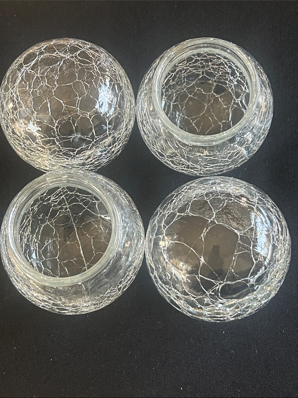 Clear Crackle Glass Votive Holders - Set of 4